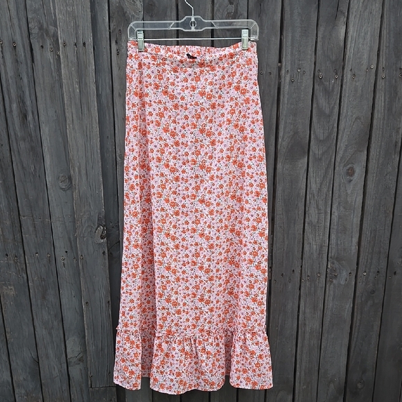 Petal & Pup Dresses & Skirts - Petal & Pup White Maxi Skirt with Orange Floral Print